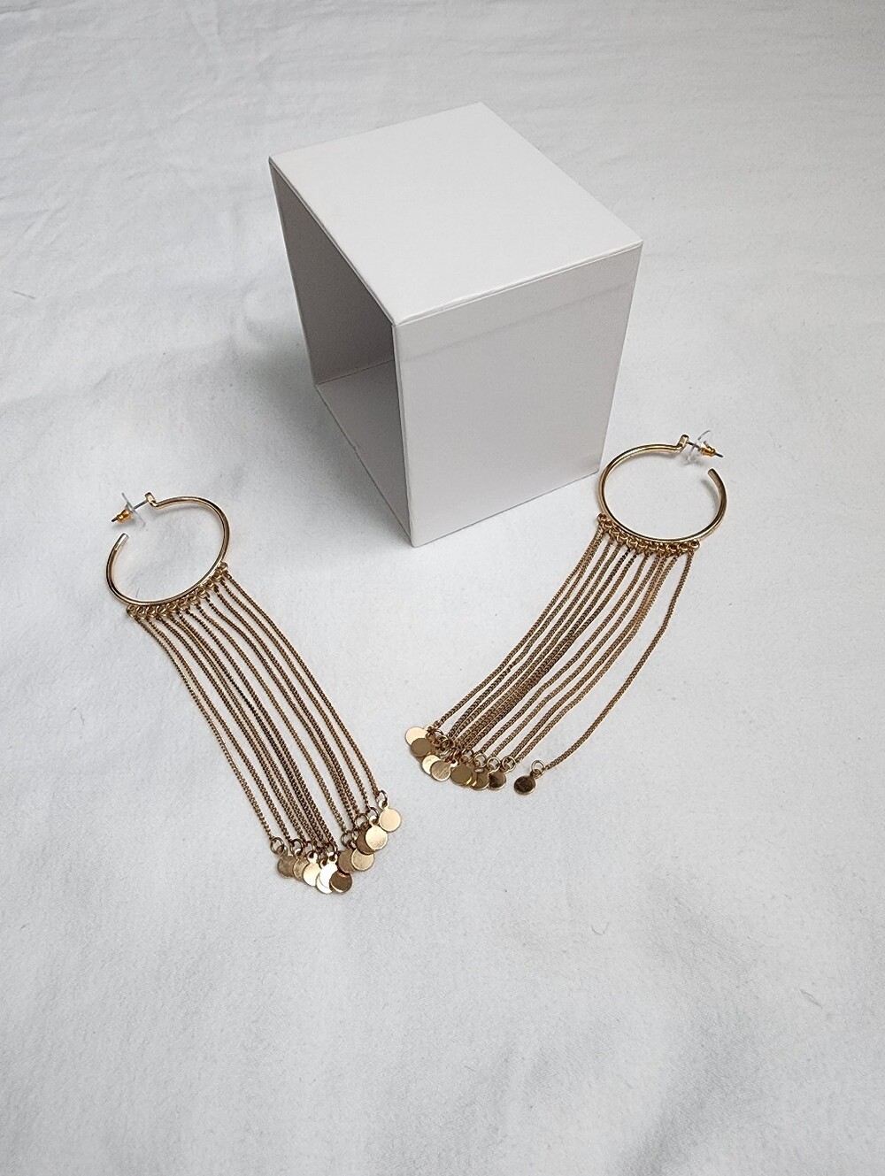 Gold Fringe Hoop Earrings - Women Jewelry